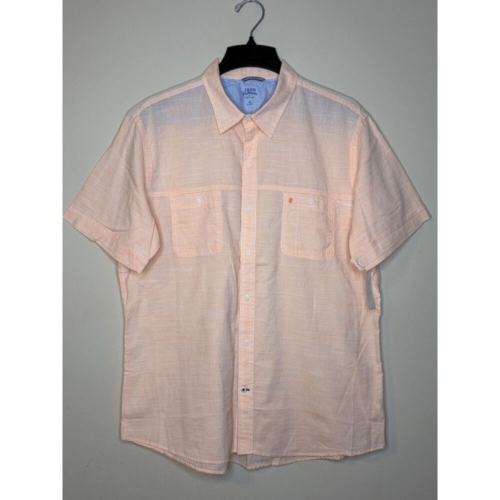 Izod Saltwater Button-Down Short Sleeve Cantaloupe Shirt Size XL